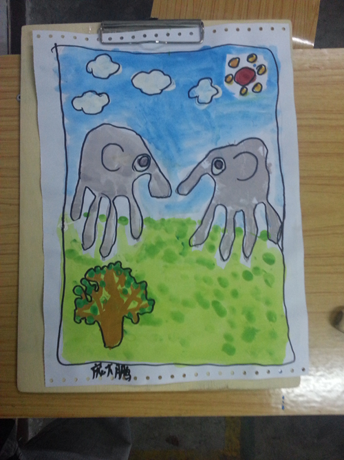 手指印画大象写一段话图片